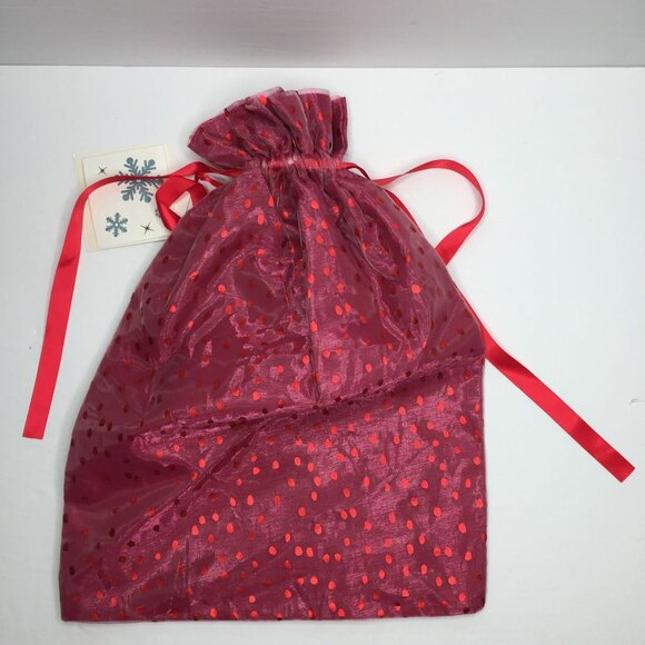 Satin Drawstring Red Polka Dot Gift Bag 18"X12.5" Christmas Birthday Valentine - Picture 1 of 9